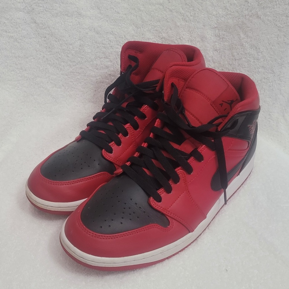 Nike Air Jordan 1 Mid "Reverse‎ Bred" Gym Red / Black / White 554724-660 Sz 10.5